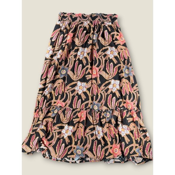 Christian Siriano Dresses & Skirts - Christian Siriano New York Floral Metallic Tiered Midi Skirt Black Pink Medium